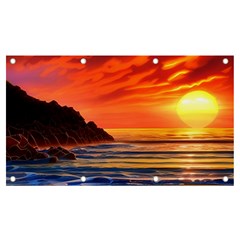 Reflecting Sunset Over Beach Banner And Sign 7  X 4  by GardenOfOphir