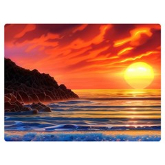 Reflecting Sunset Over Beach Premium Plush Fleece Blanket (extra Small) by GardenOfOphir