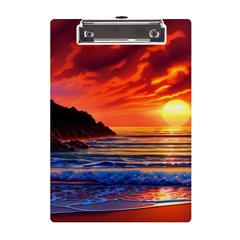 Reflecting Sunset Over Beach A5 Acrylic Clipboard by GardenOfOphir