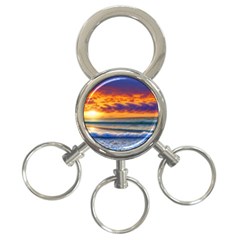 Summer Sunset Over The Ocean 3-ring Key Chain by GardenOfOphir