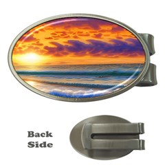 Summer Sunset Over The Ocean Money Clips (oval)  by GardenOfOphir