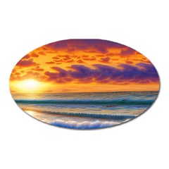 Summer Sunset Over The Ocean Oval Magnet by GardenOfOphir