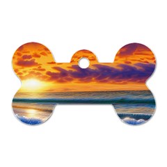 Summer Sunset Over The Ocean Dog Tag Bone (two Sides) by GardenOfOphir