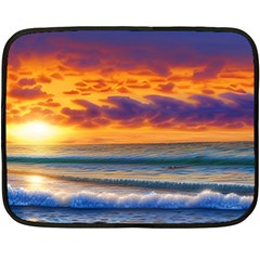 Summer Sunset Over The Ocean One Side Fleece Blanket (mini) by GardenOfOphir