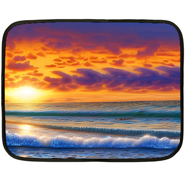 Summer Sunset Over The Ocean One Side Fleece Blanket (Mini)