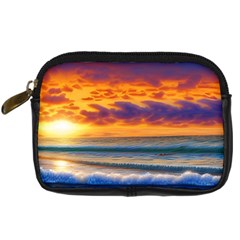 Summer Sunset Over The Ocean Digital Camera Leather Case by GardenOfOphir