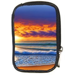 Summer Sunset Over The Ocean Compact Camera Leather Case by GardenOfOphir