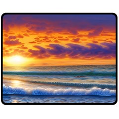 Summer Sunset Over The Ocean One Side Fleece Blanket (medium) by GardenOfOphir