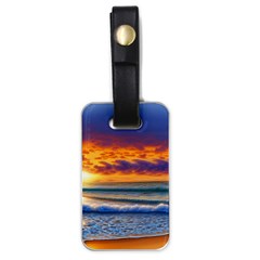 Summer Sunset Over The Ocean Luggage Tag (one Side) by GardenOfOphir