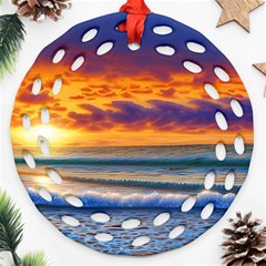 Summer Sunset Over The Ocean Round Filigree Ornament (two Sides) by GardenOfOphir