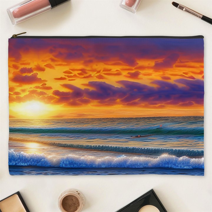 Summer Sunset Over The Ocean Cosmetic Bag (XXXL)