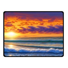 Summer Sunset Over The Ocean Fleece Blanket (small) by GardenOfOphir