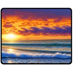 Summer Sunset Over The Ocean Fleece Blanket (medium) by GardenOfOphir