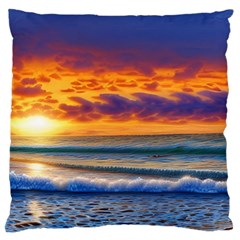 Summer Sunset Over The Ocean Standard Premium Plush Fleece Cushion Case (one Side) by GardenOfOphir