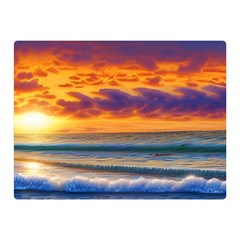 Summer Sunset Over The Ocean Premium Plush Fleece Blanket (mini) by GardenOfOphir