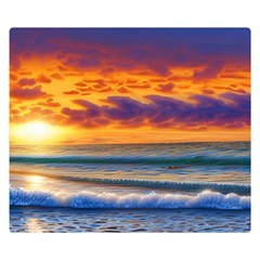 Summer Sunset Over The Ocean Premium Plush Fleece Blanket (small) by GardenOfOphir