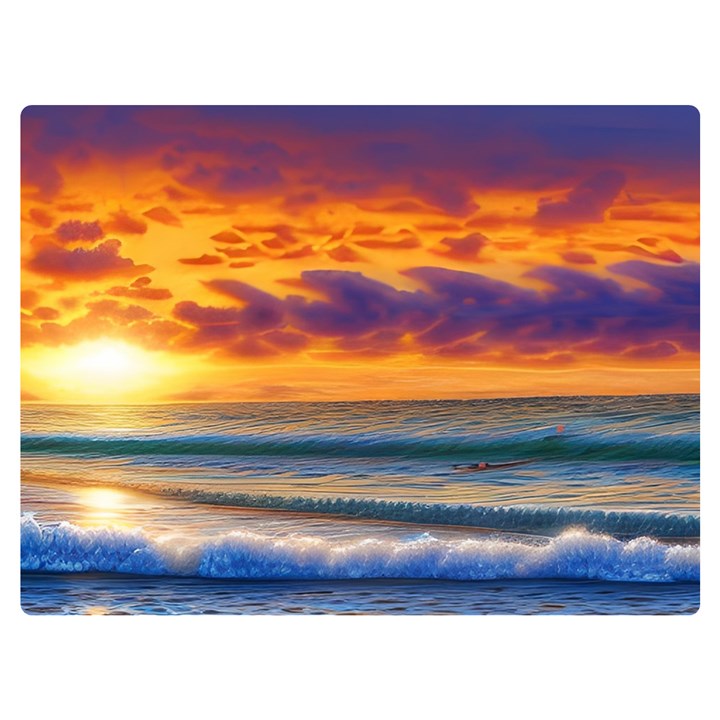 Summer Sunset Over The Ocean Premium Plush Fleece Blanket (Extra Small)