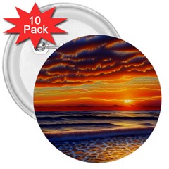 Nature s Sunset Over Beach 3  Buttons (10 Pack)  by GardenOfOphir