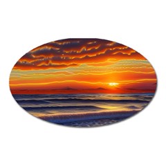 Nature s Sunset Over Beach Oval Magnet by GardenOfOphir