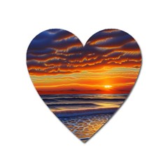 Nature s Sunset Over Beach Heart Magnet by GardenOfOphir