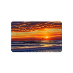 Nature s Sunset Over Beach Magnet (name Card) by GardenOfOphir