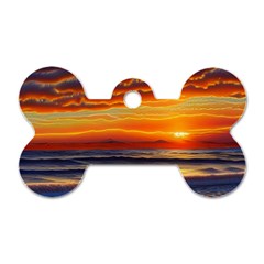 Nature s Sunset Over Beach Dog Tag Bone (two Sides) by GardenOfOphir