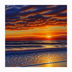 Nature s Sunset Over Beach Medium Glasses Cloth by GardenOfOphir