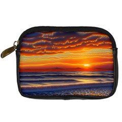 Nature s Sunset Over Beach Digital Camera Leather Case by GardenOfOphir