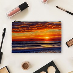 Nature s Sunset Over Beach Cosmetic Bag (medium) by GardenOfOphir