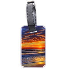 Nature s Sunset Over Beach Luggage Tag (two Sides) by GardenOfOphir