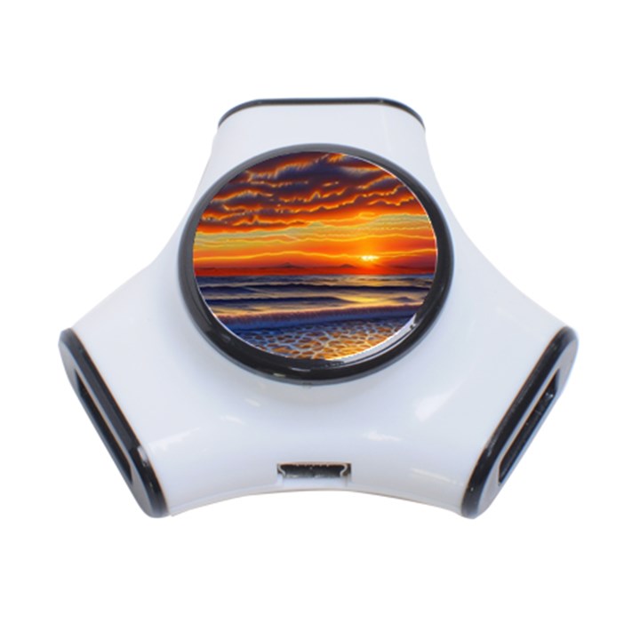 Nature s Sunset Over Beach 3-Port USB Hub