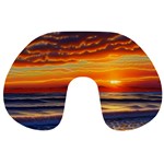 Nature s Sunset Over Beach Travel Neck Pillow Front