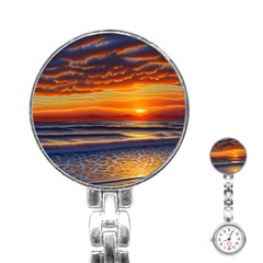 Nature s Sunset Over Beach Stainless Steel Nurses Watch by GardenOfOphir