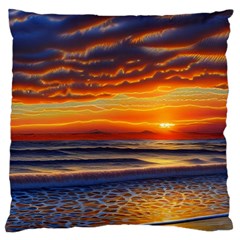 Nature s Sunset Over Beach Standard Premium Plush Fleece Cushion Case (one Side) by GardenOfOphir