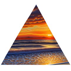 Nature s Sunset Over Beach Wooden Puzzle Triangle by GardenOfOphir