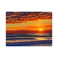 Nature s Sunset Over Beach One Side Premium Plush Fleece Blanket (mini) by GardenOfOphir