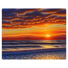 Nature s Sunset Over Beach One Side Premium Plush Fleece Blanket (medium) by GardenOfOphir