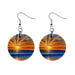 Sunset Scenic View Photography Mini Button Earrings by GardenOfOphir