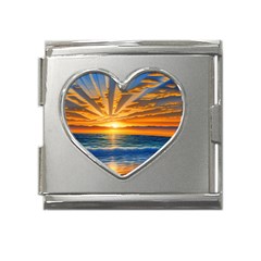 Sunset Scenic View Photography Mega Link Heart Italian Charm (18mm) by GardenOfOphir