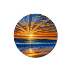 Sunset Scenic View Photography Rubber Round Coaster (4 Pack) by GardenOfOphir