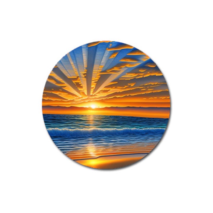 Sunset Scenic View Photography Magnet 3  (Round)