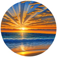 Sunset Scenic View Photography Wooden Puzzle Round by GardenOfOphir