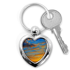 Orange Sunset On The Beach Key Chain (heart) by GardenOfOphir