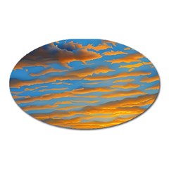 Orange Sunset On The Beach Oval Magnet by GardenOfOphir