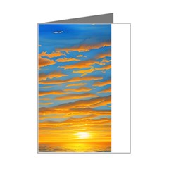 Orange Sunset On The Beach Mini Greeting Card by GardenOfOphir