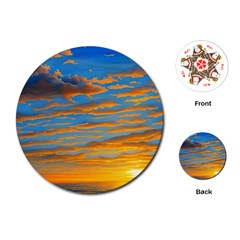 Orange Sunset On The Beach Playing Cards Single Design (round) by GardenOfOphir