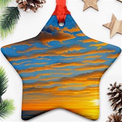 Orange Sunset On The Beach Star Ornament (two Sides) by GardenOfOphir