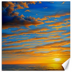 Orange Sunset On The Beach Canvas 12  X 12  by GardenOfOphir