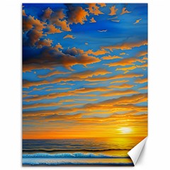 Orange Sunset On The Beach Canvas 12  X 16  by GardenOfOphir