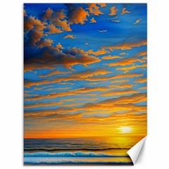 Orange Sunset On The Beach Canvas 36  X 48  by GardenOfOphir